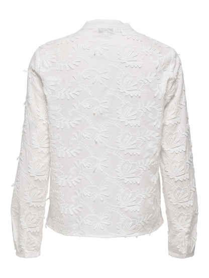 Onlcarmen Fr L/s 3d Emb Shirt Wvn Cs Hvit