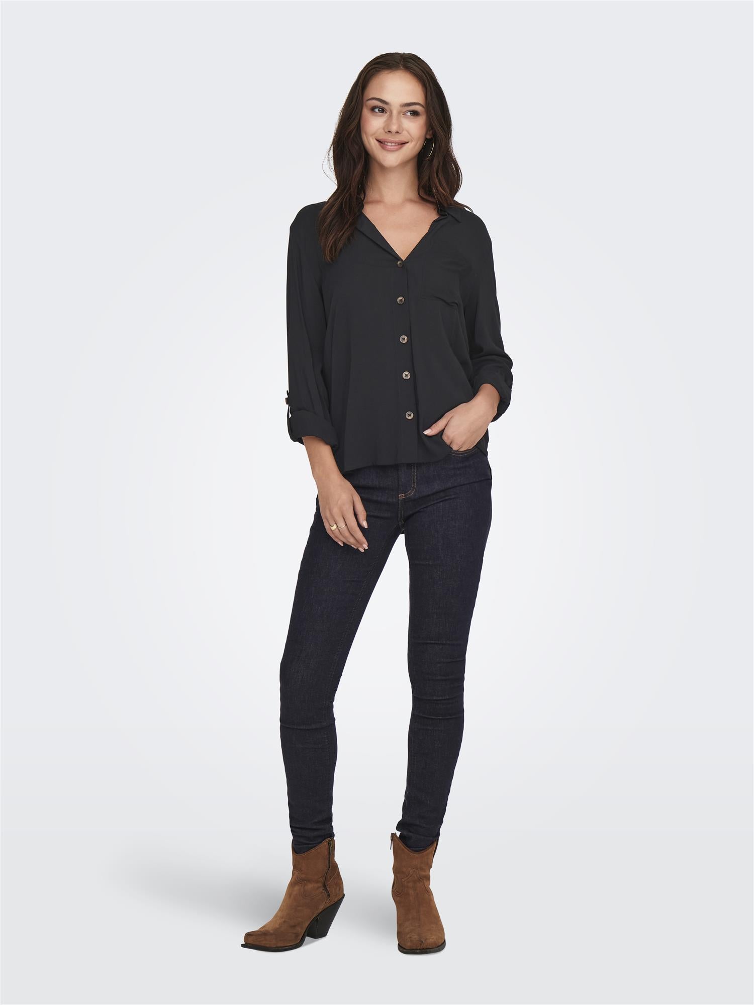 JDYLAUREL LIFE L/S SHIRT WVN DIA Sort