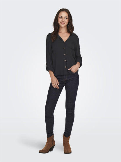 JDYLAUREL LIFE L/S SHIRT WVN DIA Sort
