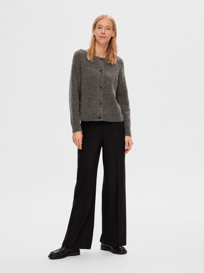 Slflulu Ls Knit Short Cardigan Noos Mellomgrå