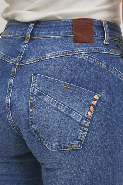 Pzcarmen Hw Jeans Skinny Leg Medium Blue Denim