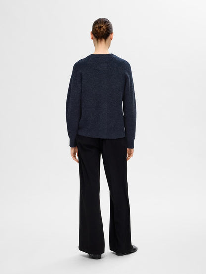 Slflulu Ls Knit Short Cardigan Noos Mørkeblå