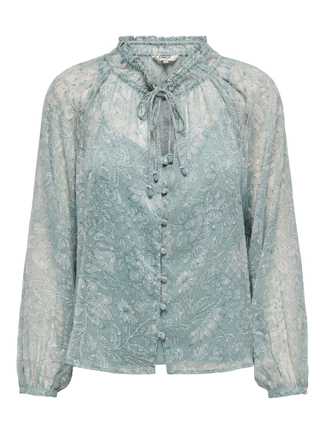 ONLELIZA LIFE LS V-NECK STRING TOP WVN Lysegrønn