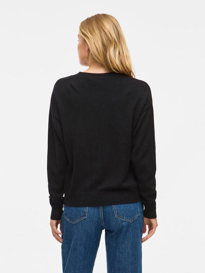 Viril V-Neck Knit Cardigan - Noos Sort