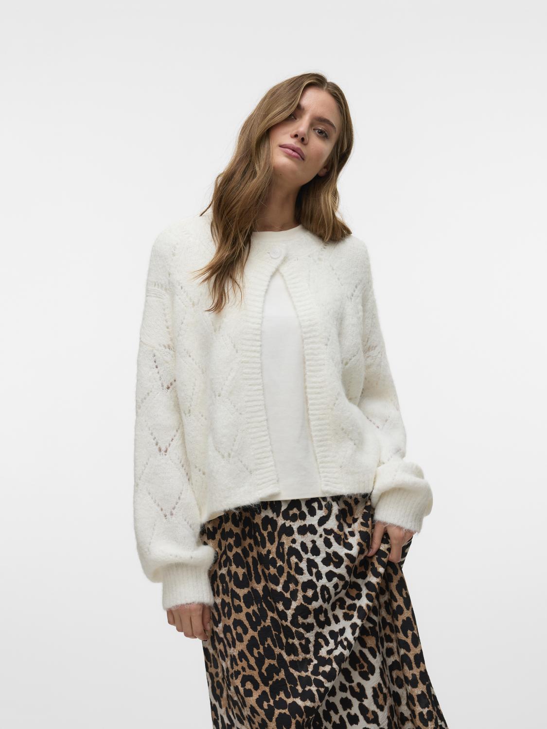 VMNOVAH LS BUTTON CARDIGAN EXP Klar Hvit