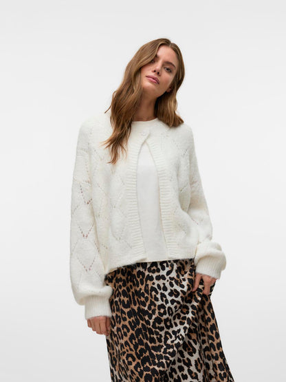 VMNOVAH LS BUTTON CARDIGAN EXP Klar Hvit