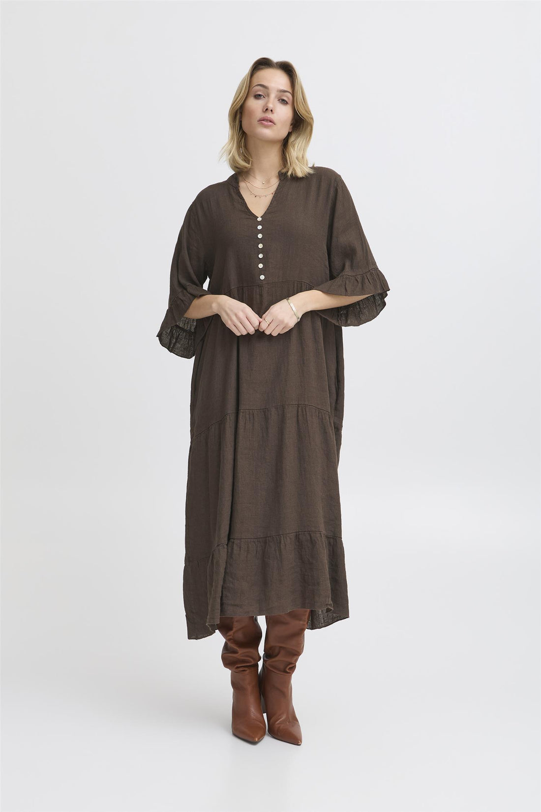SBFONTANELLE LONG DRESS Chocolate Brown