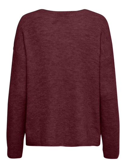 Onlcamilla V-Neck L/s Pullover Knt Noos Mørkerød