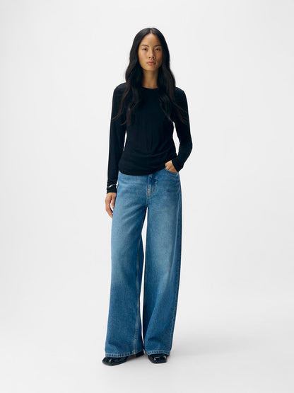 Objzofia Sli L/s O-Neck Top Noos Sort