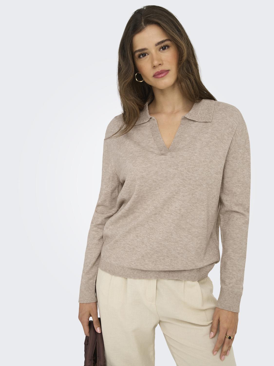 Onlibi Life Ls Polo Pullover Knt Nca Lysebrun