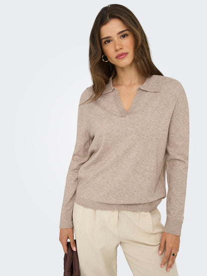 Onlibi Life Ls Polo Pullover Knt Nca Lysebrun