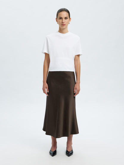 Slflena Hw Midi Skirt Noos Mørkebrun