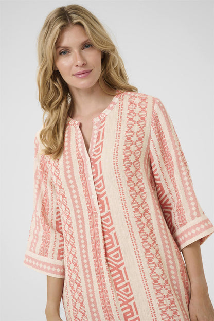 CRBellis Caftan Dress Ethnic Geo Porcelain Rose