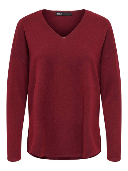 Onlamalio Life Ls V-Neck Knt Mørkelilla