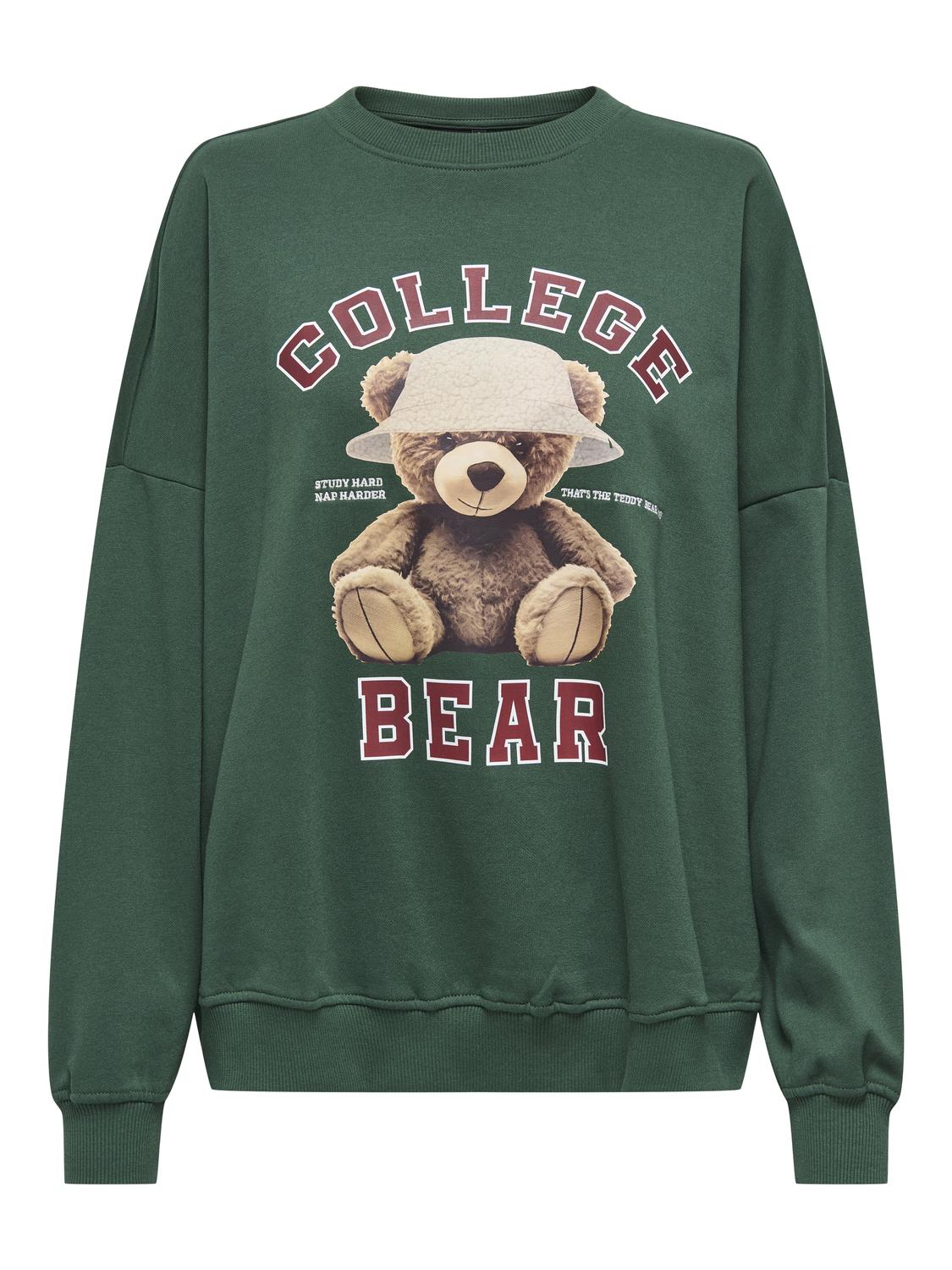 Onlbila L/s Bear O-Neck Swt Mørkegrønn