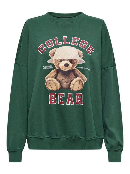 Onlbila L/s Bear O-Neck Swt Mørkegrønn