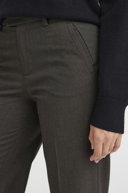 Pzbindy Melange Hw Pant Wide Leg Espresso Melange