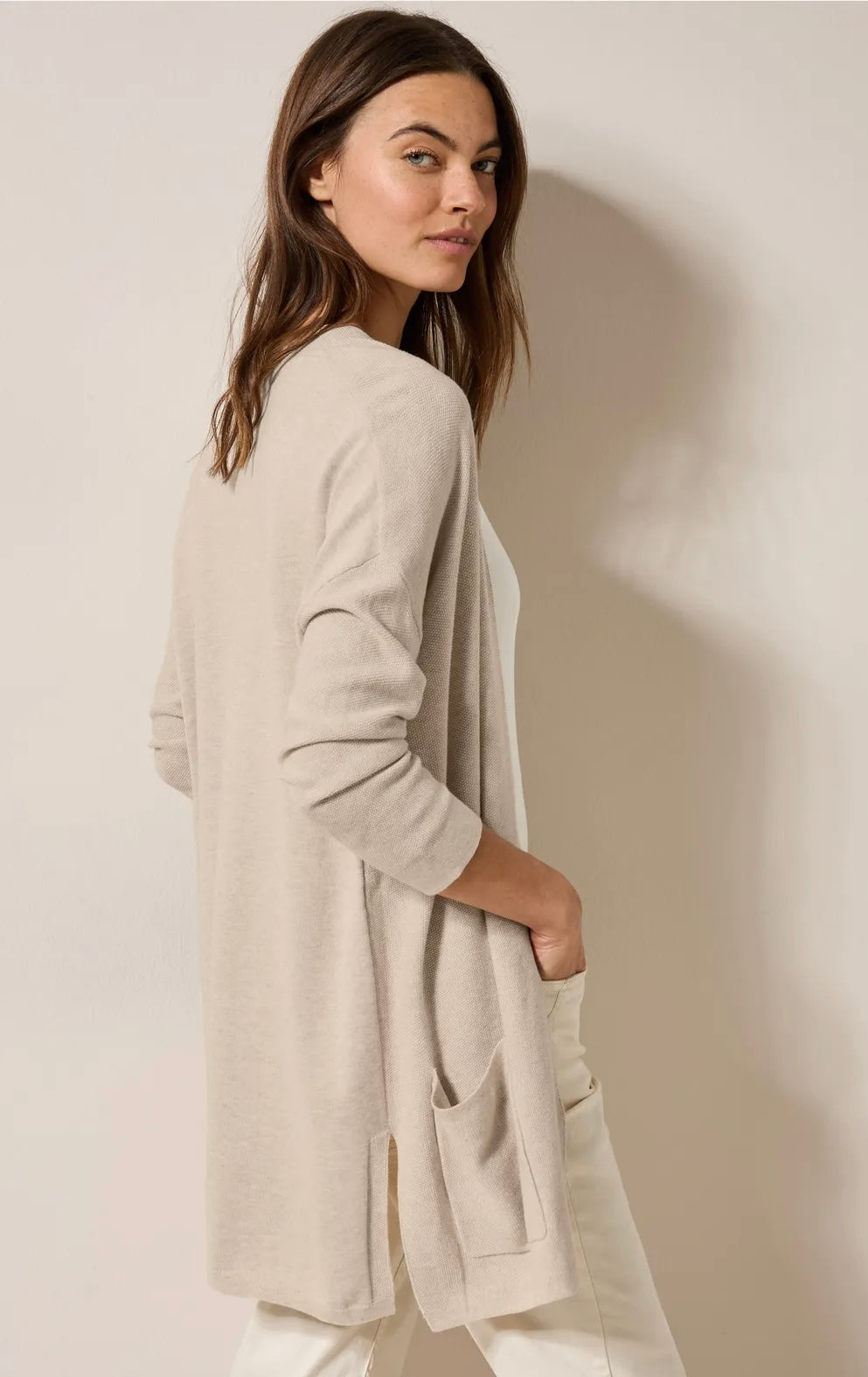 LONG OPEN CARDIGAN Beige