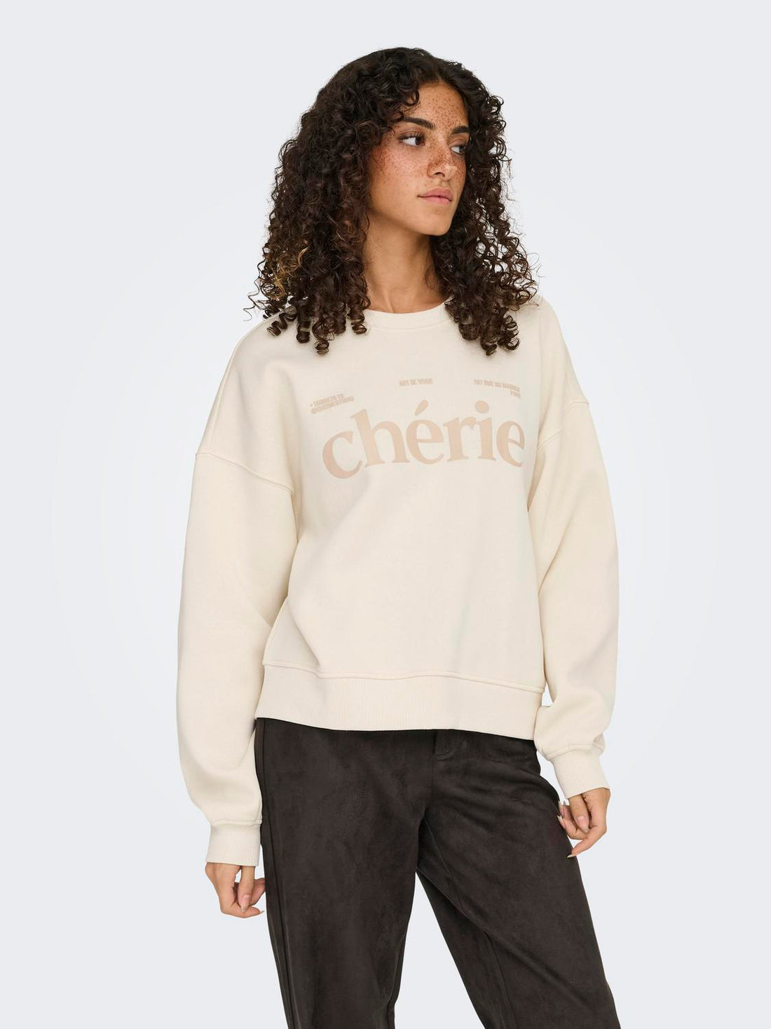 Onlbest L/s Print Crew Neck Swt Lys Beige