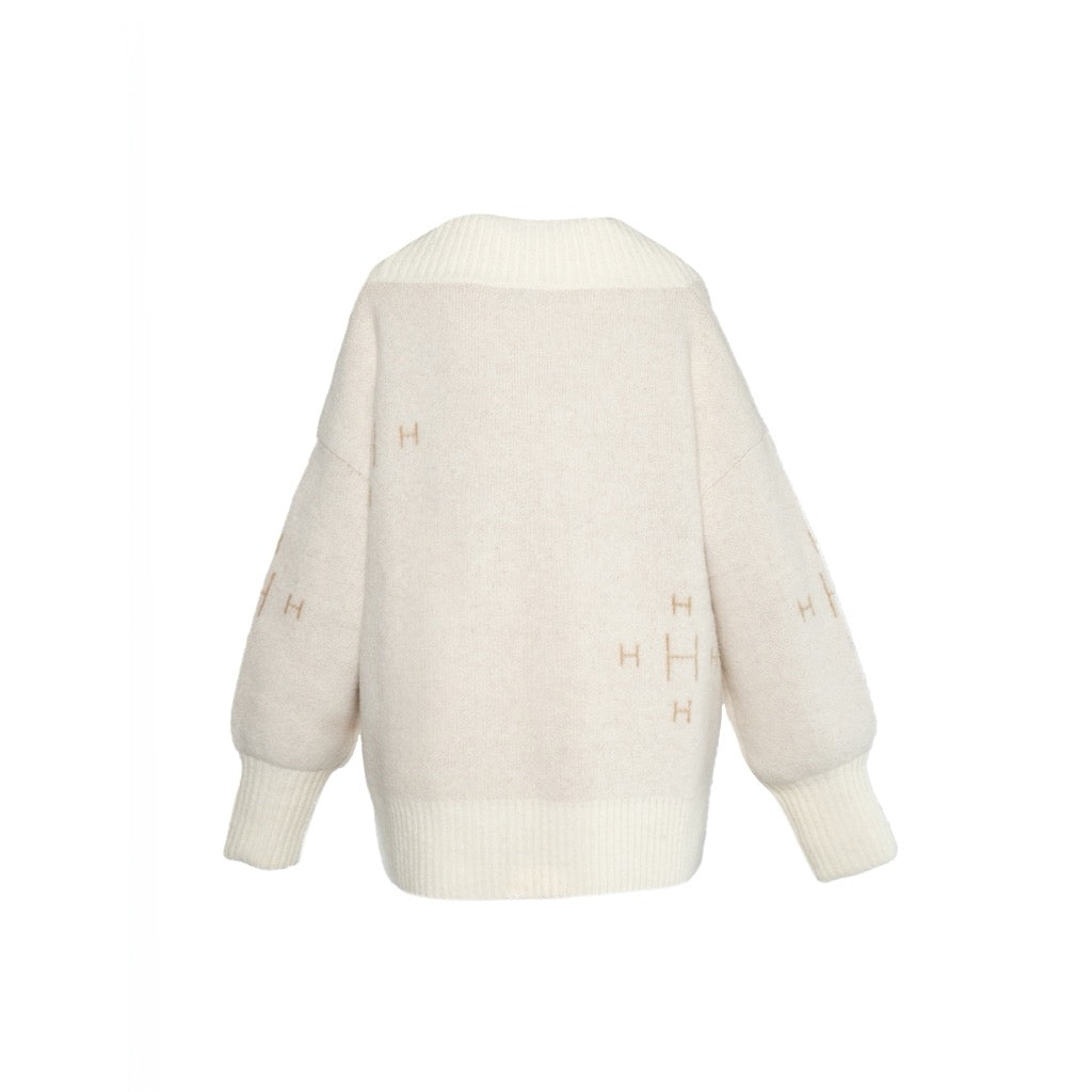 FAM V-neck Sweater Hvit