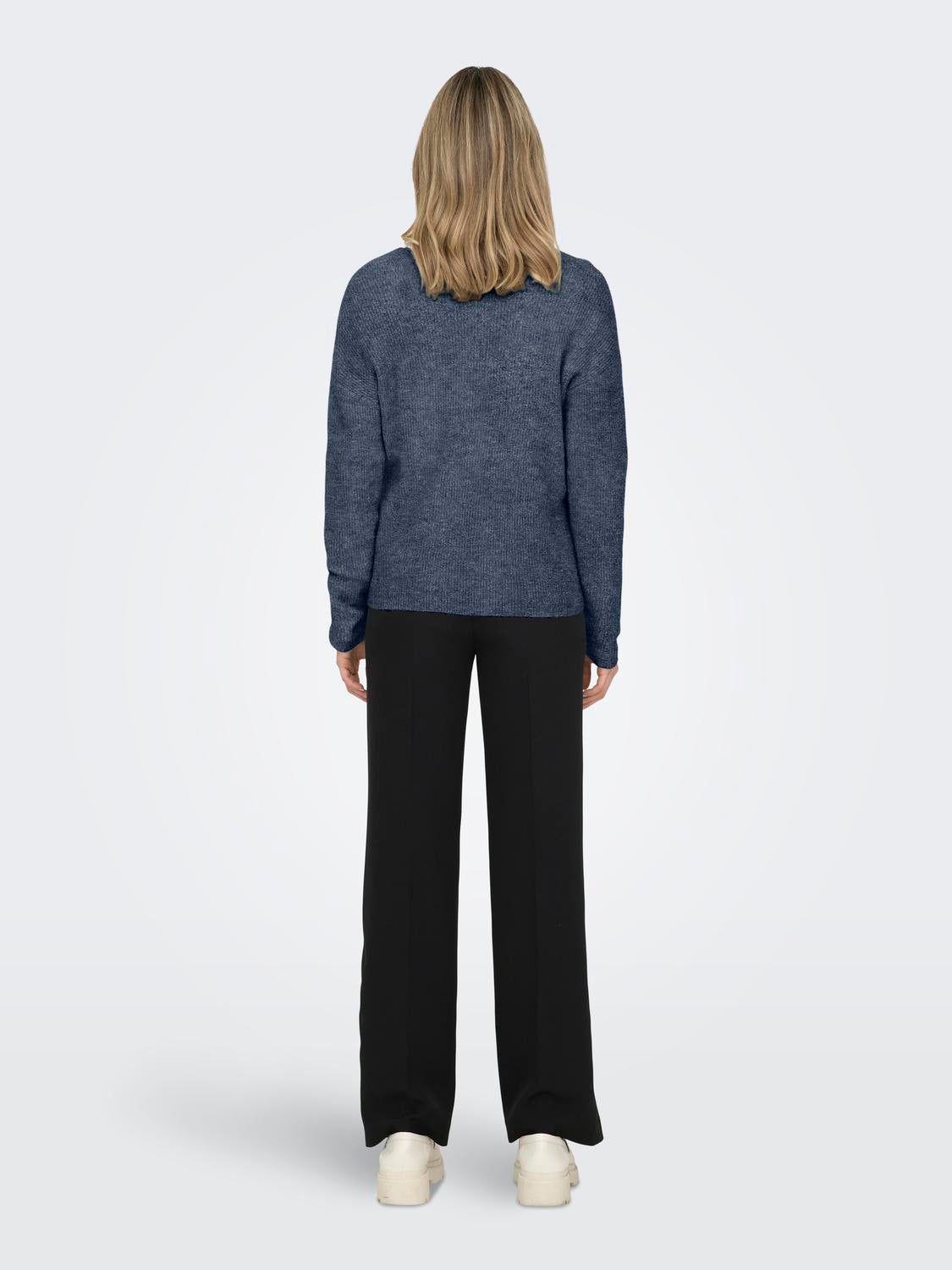 Onlcamilla V-Neck L/s Pullover Knt Noos Mørkeblå
