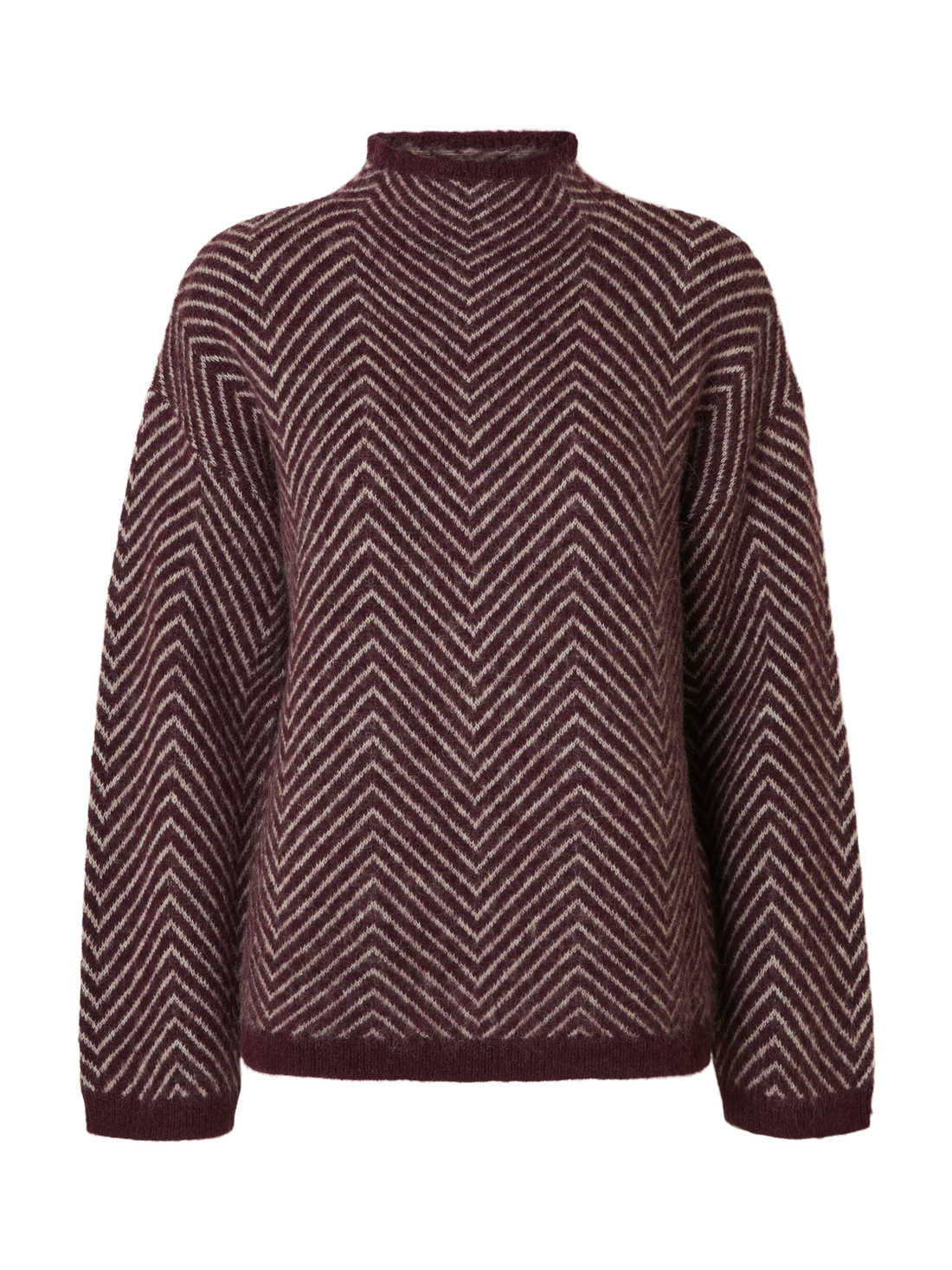 Slflulu Ls Herringbone Knit High Neck Mørkelilla