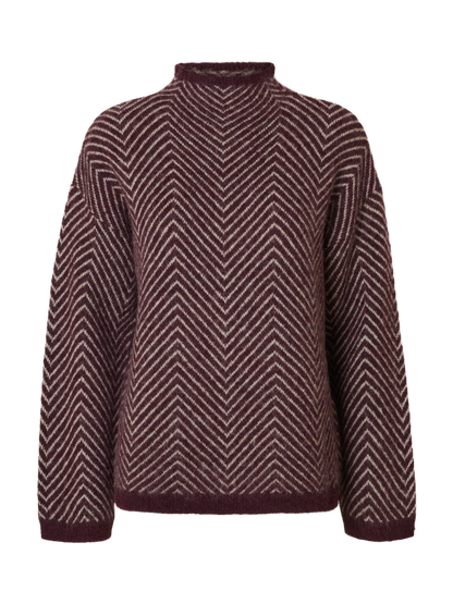 Slflulu Ls Herringbone Knit High Neck Mørkelilla
