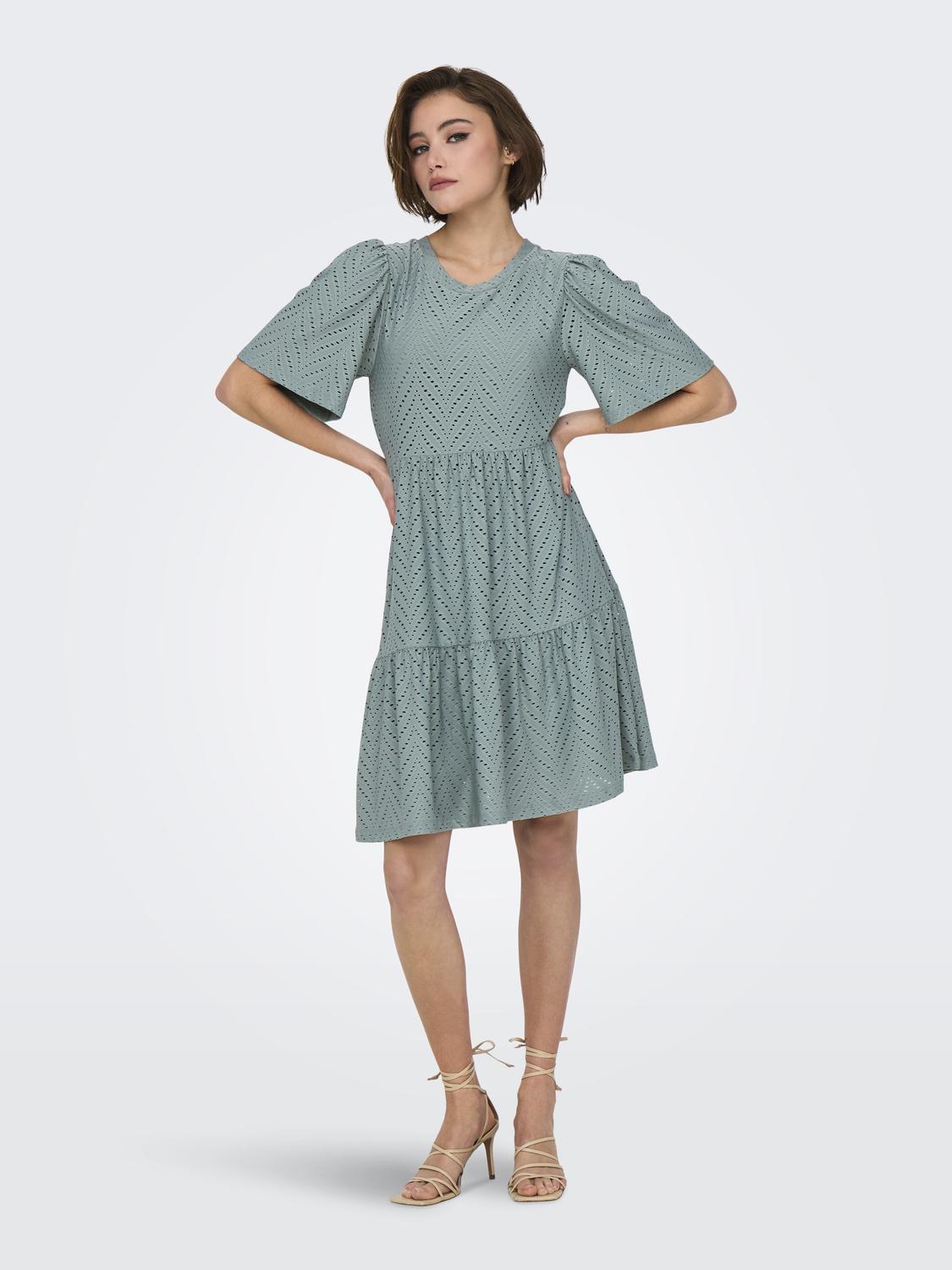 JDYCARLA CATHINKA S/S DRESS JRS NOOS Mellomgrå