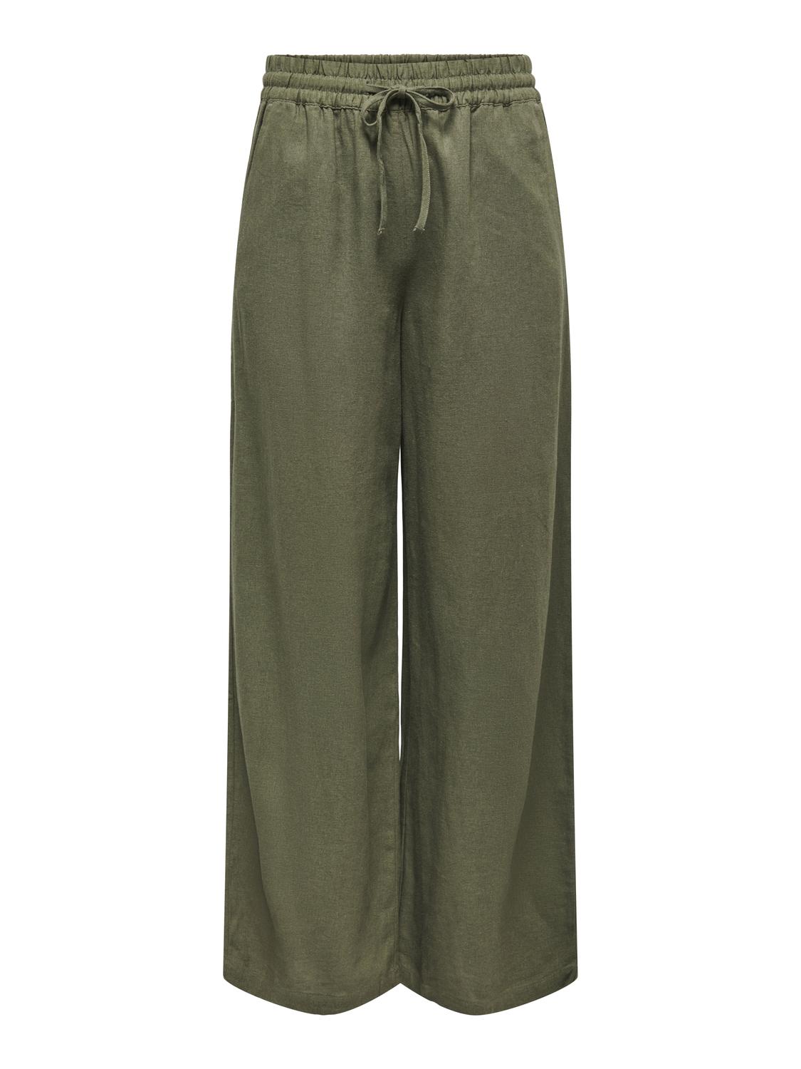 JDYSAY HW LINEN WIDE PANT WVN NOOS Mellomgrønn