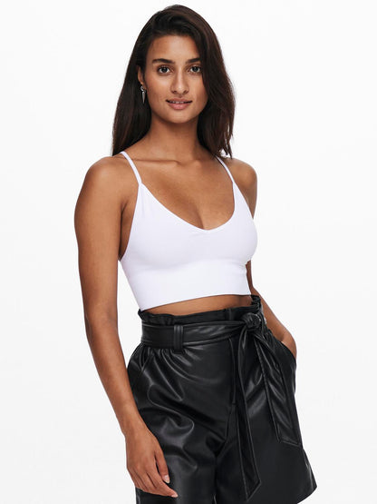 Onlvicky Rib Seamless Vneck Top Noos Acc Hvit