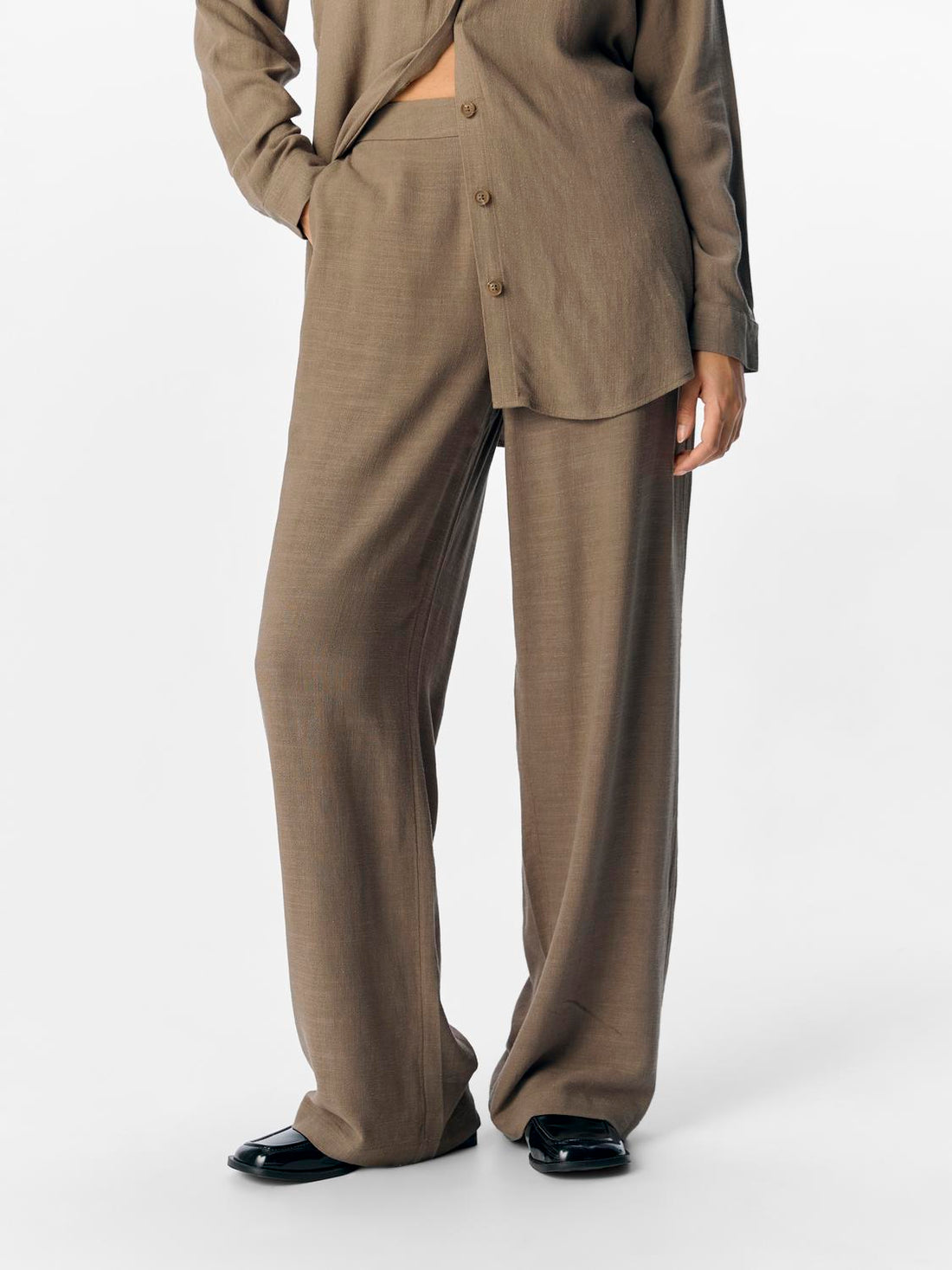 OBJSANNE ALINE WIDE PANT NOOS Mellomgrå
