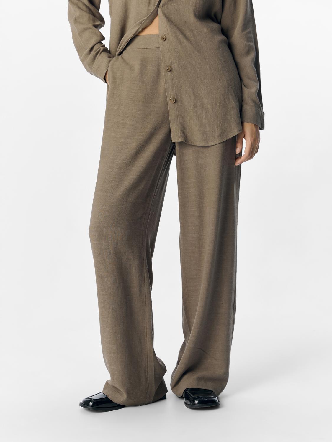 OBJSANNE ALINE WIDE PANT NOOS Mellomgrå
