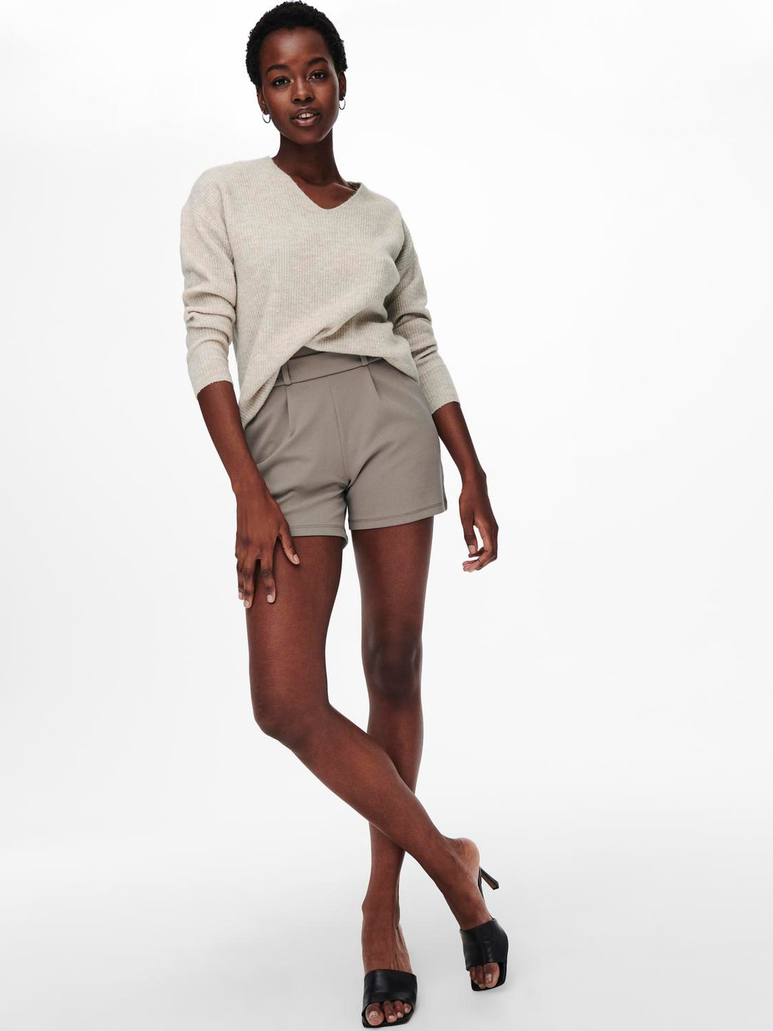 Onlcamilla V-Neck L/s Pullover Knt Noos Lysegrå