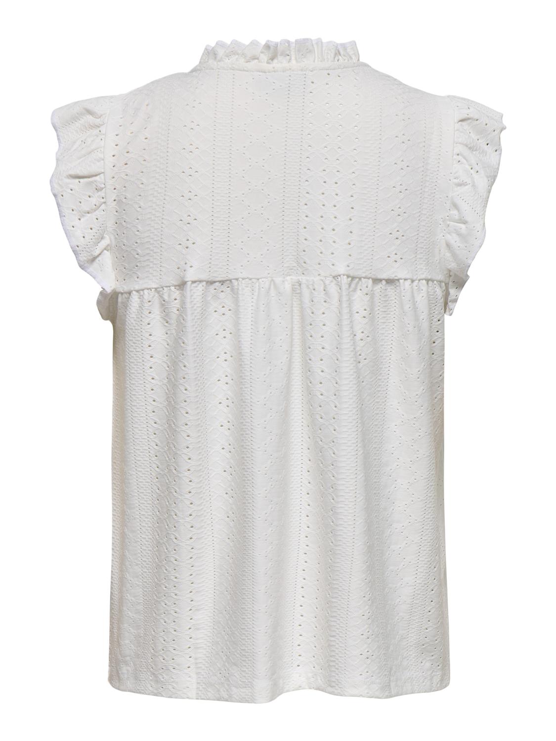 JDYCATHINKA S/S V-NECK FRILL TOP JRS DIA Hvit
