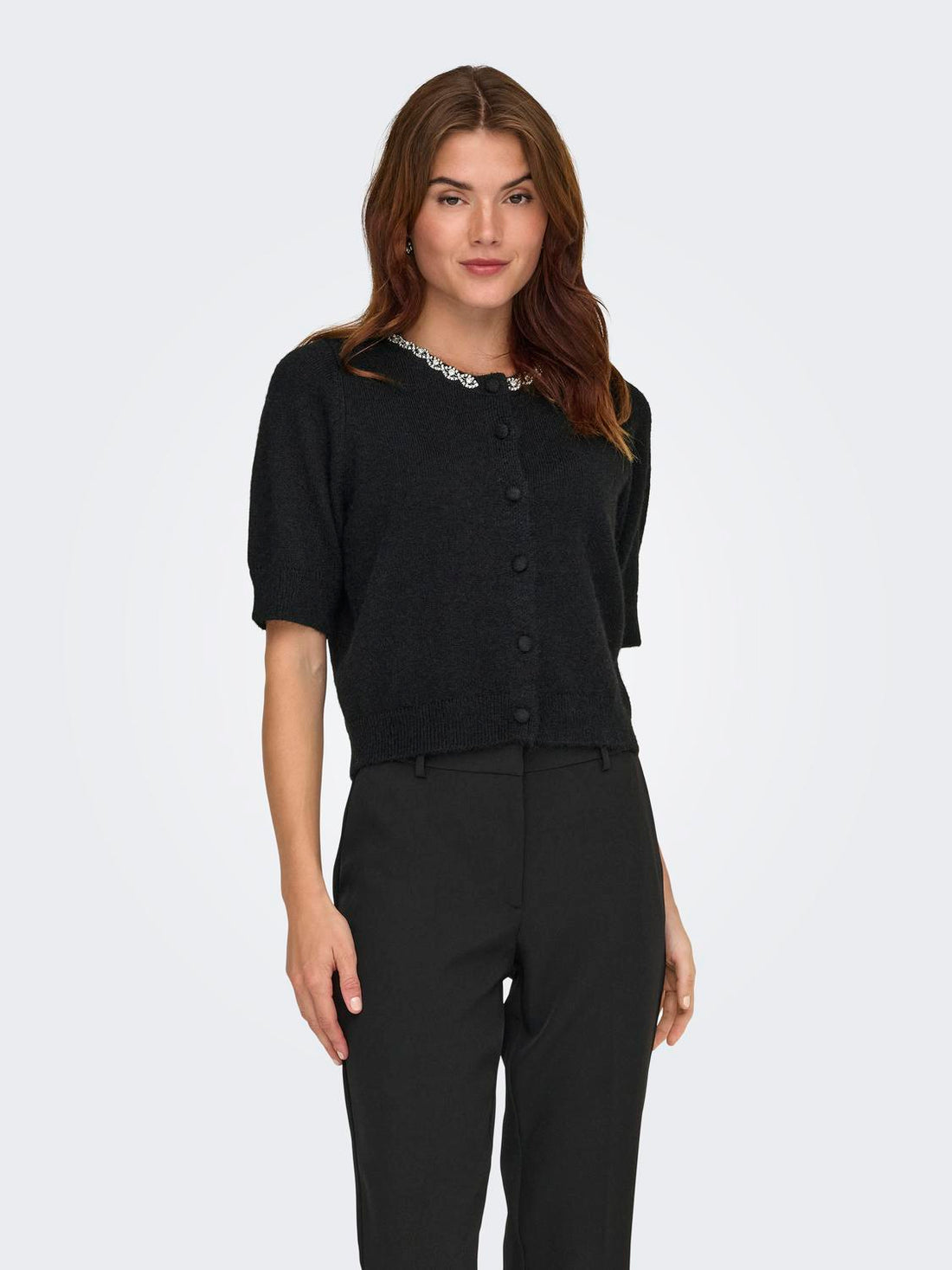 Jdyalva Life 2/4 Embel Cardigan Knt Noos Sort