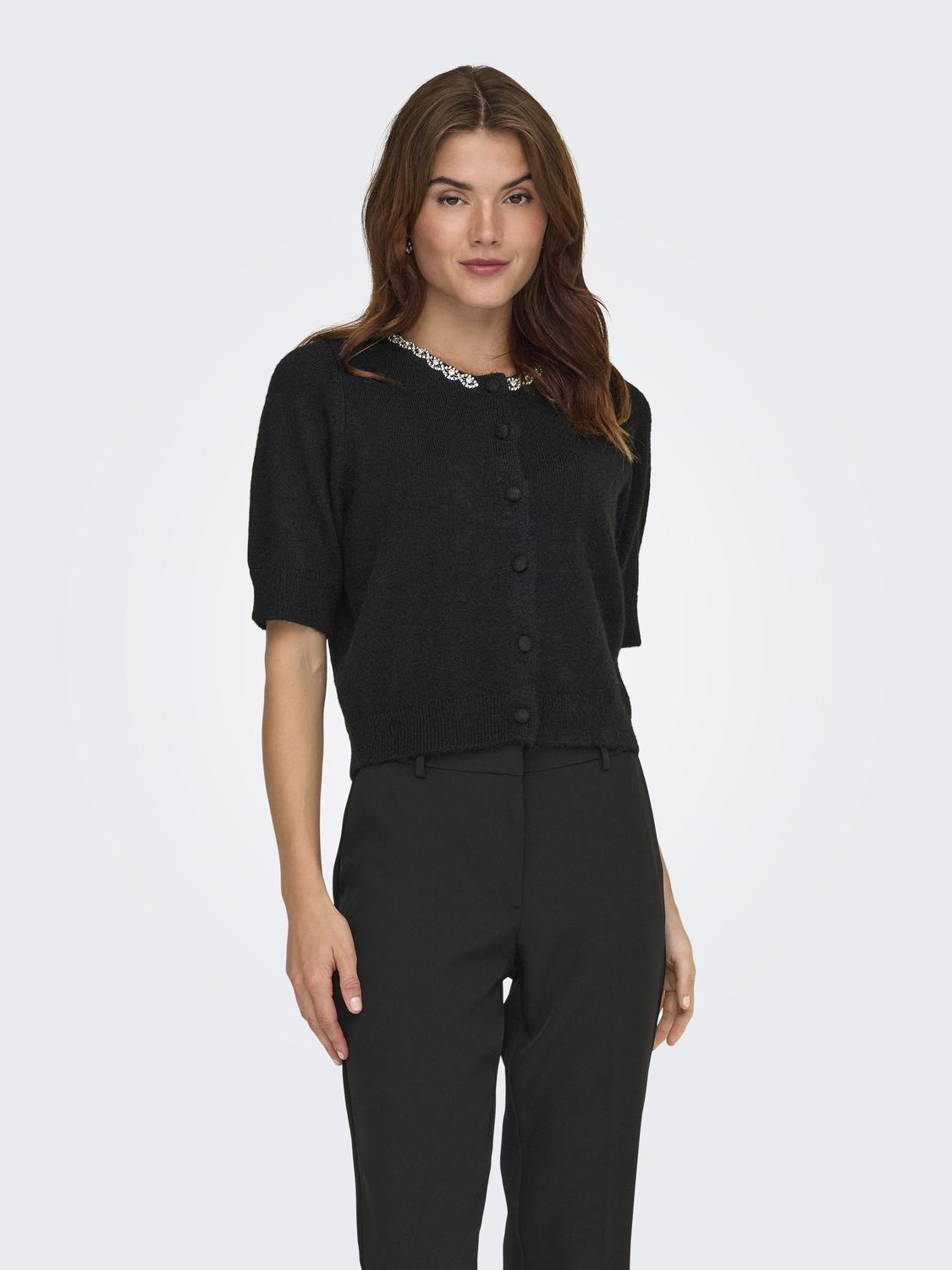 Jdyalva Life 2/4 Embel Cardigan Knt Noos Sort
