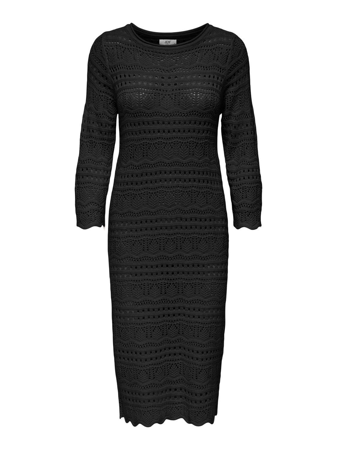 JDYSUN LAY 3/4 BOAT NECK DRESS KNT NOOS Svart