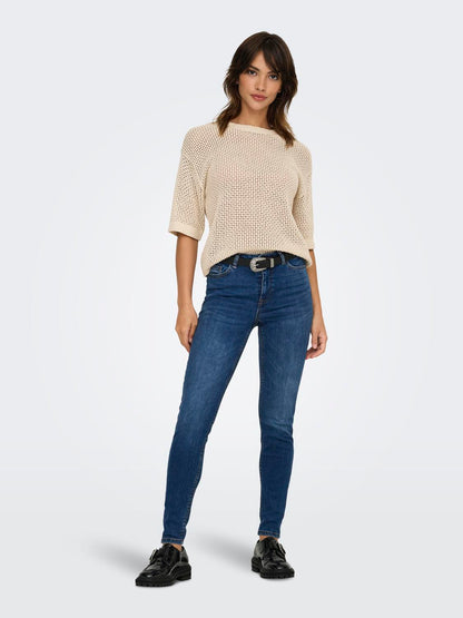 JDYTIKKA 2/4 O-NECK PULLOVER KNT Lysegrå
