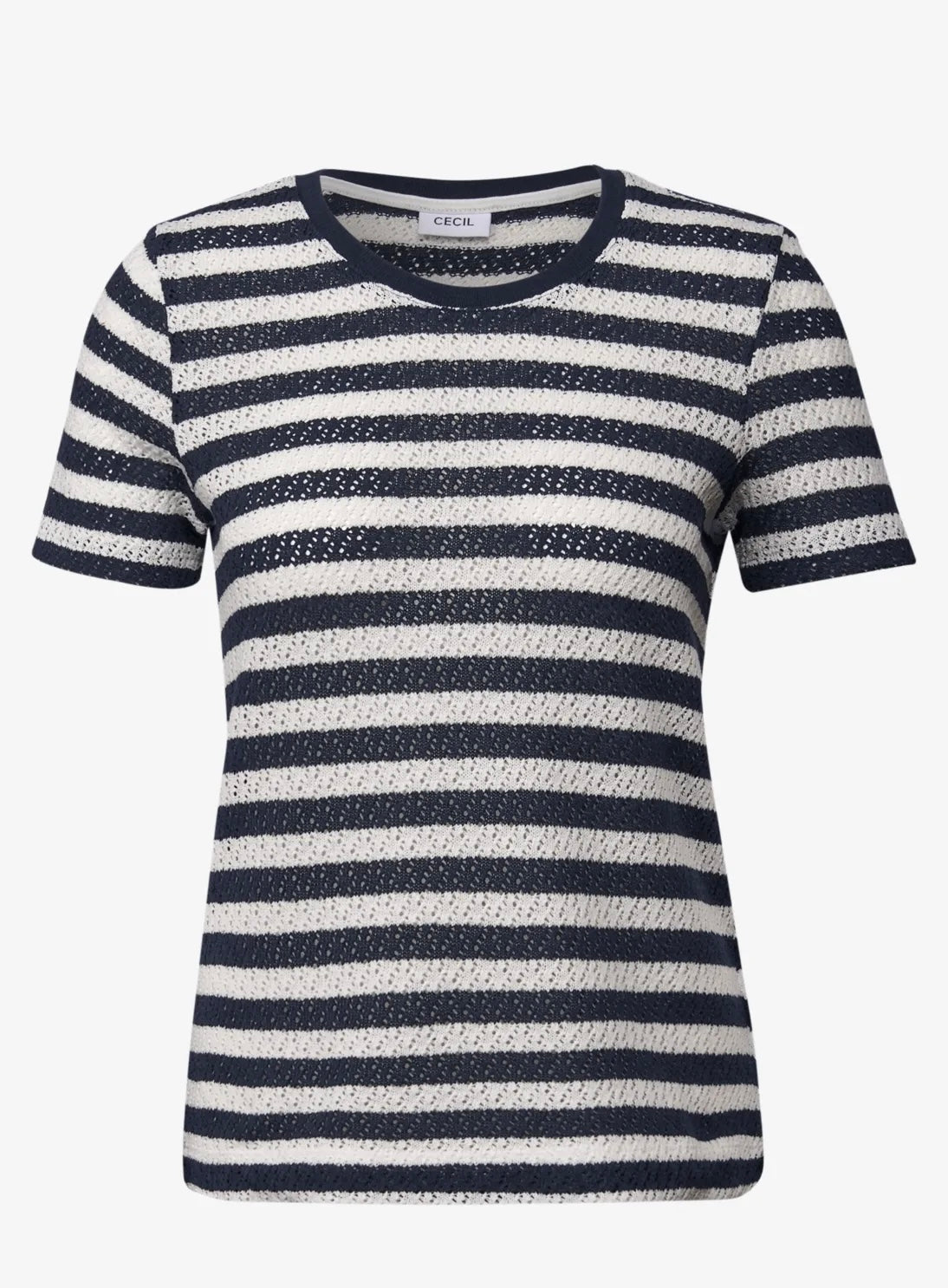 AJOUR STRIPE T-SHIRT Indigo Blue/White Bold Stripe