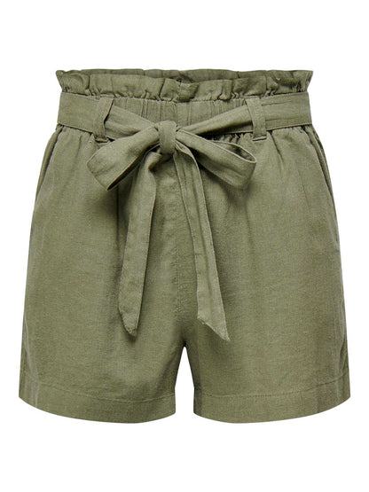 JDYSAY MW LINEN BELT SHORTS WVN NOOS Mellomgrønn
