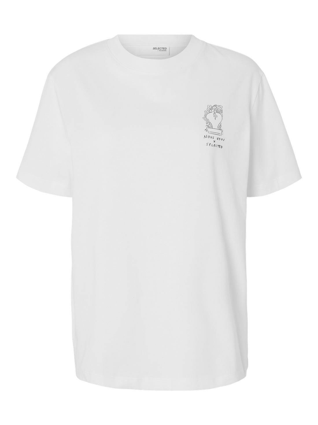 SLFRELAX COLWOMAN SS PRINTED TEE SNOW Klar Hvit