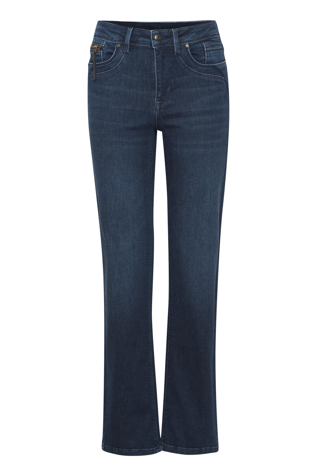 Pzkarolina Hw Jeans Straight Leg Dark Blue Denim