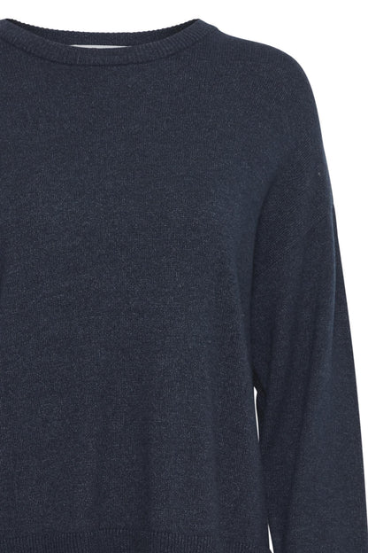Pzsteffi Oneck Pullover Dark Sapphire Melange
