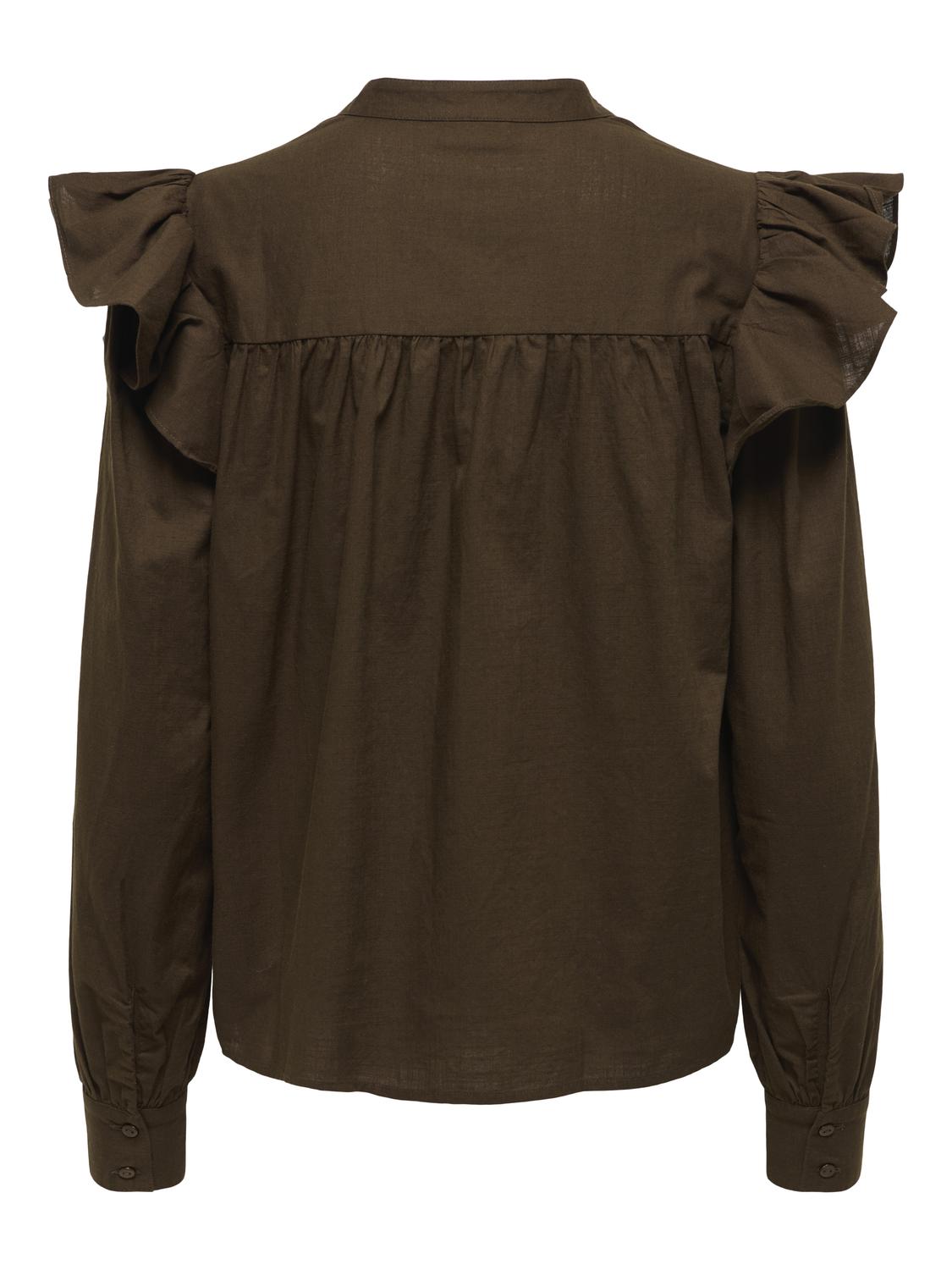 Jdyalba L/s V-Neck Emb Top Wvn Exp Mellombrun