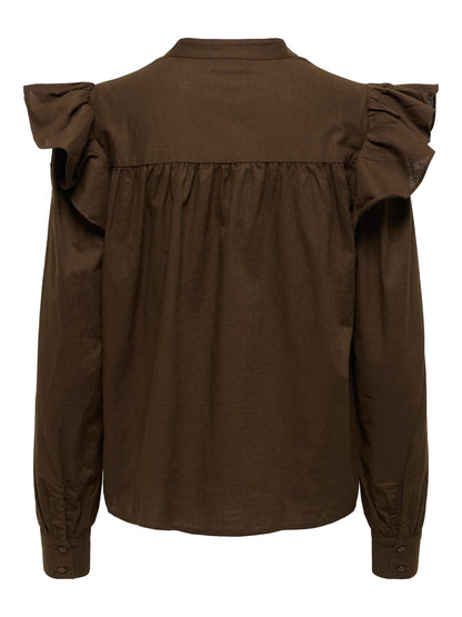 Jdyalba L/s V-Neck Emb Top Wvn Exp Mellombrun