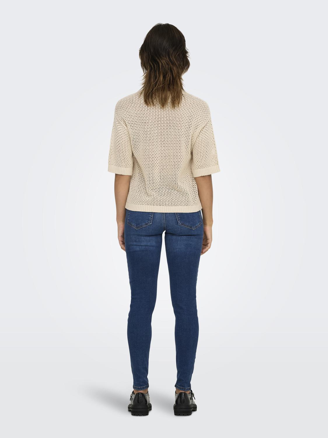 JDYTIKKA 2/4 O-NECK PULLOVER KNT Lysegrå