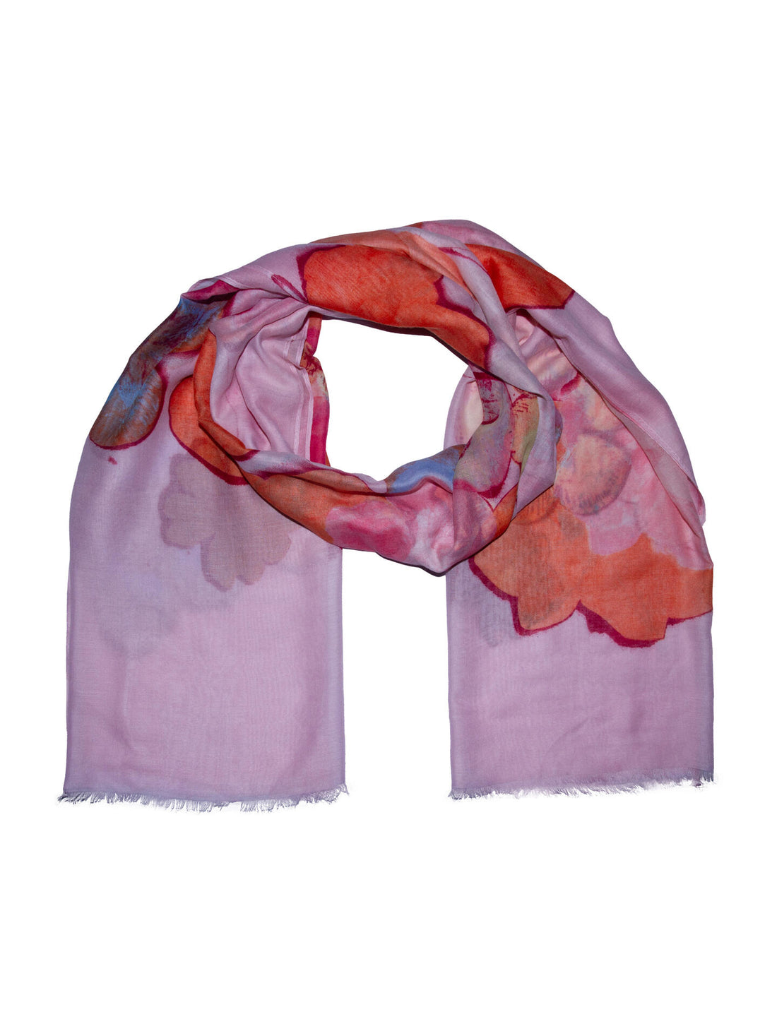 Skjerf store blomster 85*180 Rosa