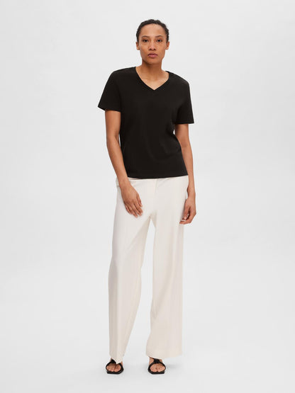 SLFMYESSENTIAL SS V-NECK TEE NOOS Sort