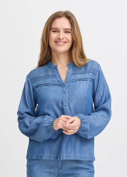 PZGAJA LS Blouse Medium Blue Denim