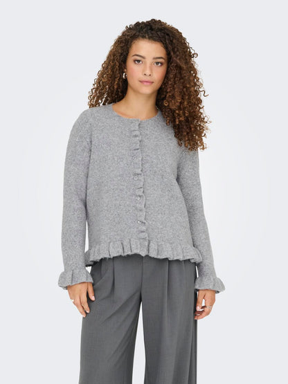 Onlrima Life Ls Fril Butto Cardi Cs Knt Lysegrå